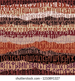 Runes seamless pattern. Runic alphabet wallpaper. Vector illustration