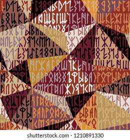 Runes seamless pattern. Runic alphabet wallpaper. Vector illustration
