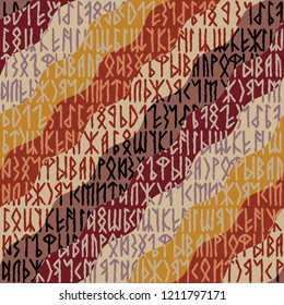 Runes seamless pattern. Runic alphabet wallpaper. Vector illustration