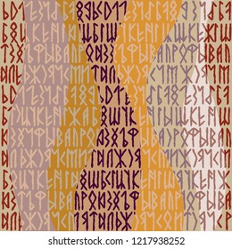 Runes seamless pattern. Runic alphabet wallpaper. Vector illustration