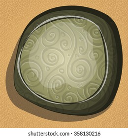 runestone in water, view from above, top view