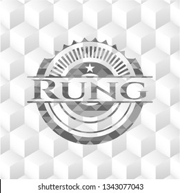 Rung grey emblem. Retro with geometric cube white background