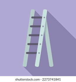 Rung ladder icon flat vector. Wood construction. Stair metal