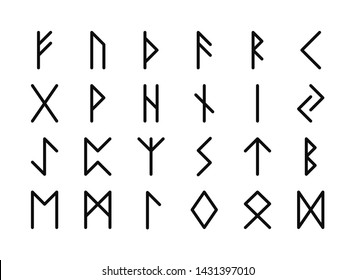 Runic Alphabet, Old Futhark. Vector Icons Set.