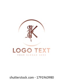 The runic alphabet with ornamentation based letter type K  logo template, Vector logo for business and company identity 
