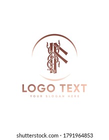 The runic alphabet with ornamentation based letter type F  logo template, Vector logo for business and company identity 