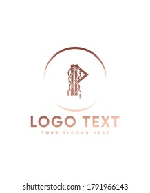 The runic alphabet with ornamentation based letter type P  logo template, Vector logo for business and company identity 