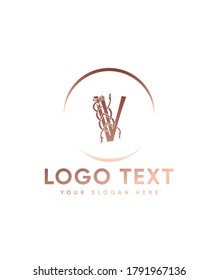 The runic alphabet with ornamentation based letter type V  logo template, Vector logo for business and company identity 