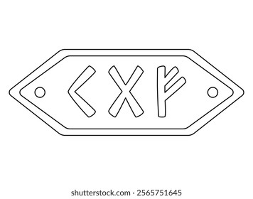 Runic amulet from runes kano, gebo and fehu for success in creative work - vector linear image of runes of the elder futhark. Outline. Scandinavian runic talisman