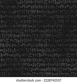 Patrón negro sin costura, corridas blancas - arte folclórico gótico escandinavo. Origen islandés noruego étnico. Corres de los vikingos. Mágicas y mágicas señales paganas. Futhark. Ilustración del vector