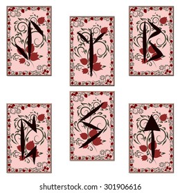 Runic characters. Color cards for your design. Part 3