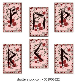 Runic characters. Color cards for your design. Part 1