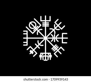 A runic compass, or vegviser, an ancient magic talisman that will help its owner to find the right path. Great for tattoo.