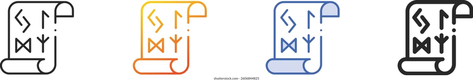 runic icon.Thin Linear, Gradient, Blue Stroke and bold Style Design Isolated On White Background