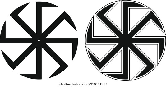 runic Scandinavian symbol Odin's horn black tattoo element on a white background in two versions