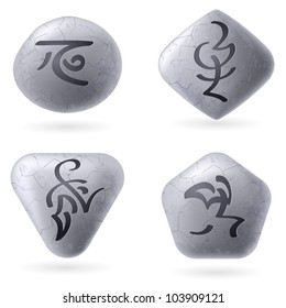 Runic Stones with Magical Spells. Set number Two on white