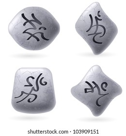Runic Stones with Magical Spells. Set number Three on white