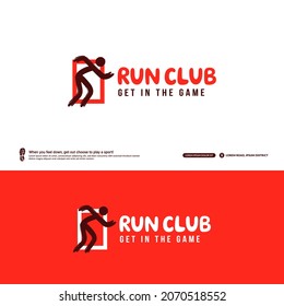 Runing club logo design template, Run tournaments logotype concept. Marathon team identity isolated on white Background, Abstract sport symbol design vector illustrations