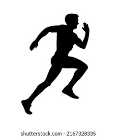 Runing Men Silhouette, Jogging Training Person Vector Illustration.