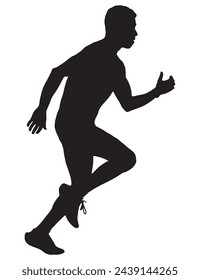 Silueta de los hombres que corren, ilustración vectorial de la persona del entrenamiento del trote.