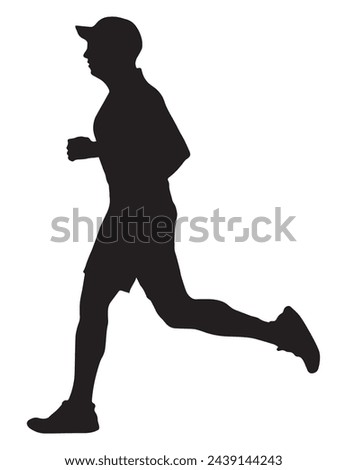 Runing Men Silhouette, Jogging Training Person Vector Illustration.