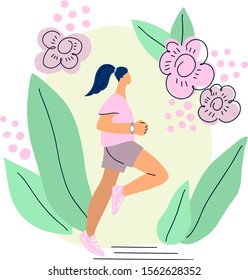 Runing woman flat vector illustration.