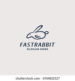 Runinng rabbit logo design vector illustration