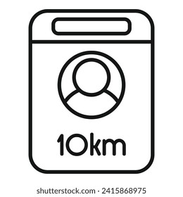 Ejecutor vector de contorno de icono de aplicación de 10 km. La gimnasia deportiva. Ciudad inteligente