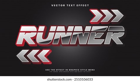 Plantilla de efecto de texto editable Runner 3D con estilo de texto Sport y Champion