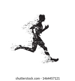 Runner, Abstract Isolated Vector Silhouette. Grunge Style. Run, Side View