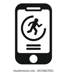 Icono de deporte de aplicación de Runner vector simple. Aplicación de pies callejeros. Dispositivo deportivo digital
