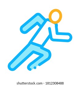Atleta corredor en vector de iconos de acción. Atleta de corredora de esquema en signo de acción. Ilustración de símbolo de contorno aislado