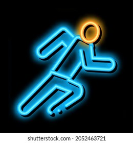 Runner Athlete in Action neon light sign vector. Glowing bright icon Runner Athlete in Action sign. transparent symbol illustration