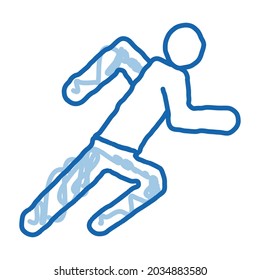 Runner Athlete in Action sketch icon vector. Hand drawn blue doodle line art Runner Athlete in Action sign. isolated symbol illustration