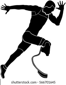 runner athlete disabled amputee black silhouette