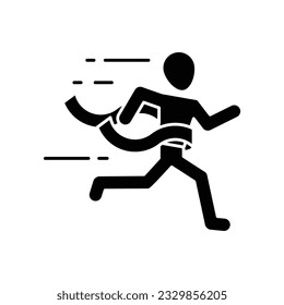 Runner athlete finish race competition glyph icon vector. Winner running champion, championshipship symbol. Youth and sport day vector illustration for game interface, web, graphic design, UI, and app