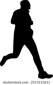 runner athlete girl black silhouette running fast vector illustration