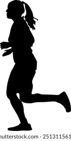 runner athlete girl black silhouette running fast vector illustration