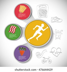 runner athlete man male food running training fitness healthy lifestyle sport marathon icon. Colorful and flat design. Vector illustration