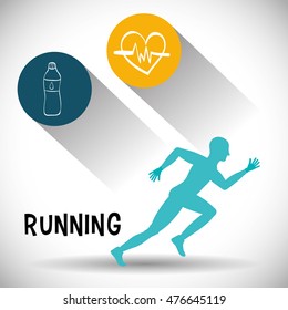 runner athlete man male heart water running training fitness healthy lifestyle sport marathon icon. Colorful and flat design. Vector illustration