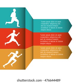 runner athlete man male infographic running training fitness healthy lifestyle sport marathon icon. Colorful and flat design. Vector illustration