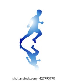 Runner athlete Olympic games run competition. Long-Distance Runner icon. Sprinter track and field. Runner silhouette. Football sport symbol, Soccer 2024 Rio Summer Olympian Games vector illustration