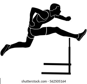 Sprinter Runner Men Running Hurdles Black Stock Vector (Royalty Free ...