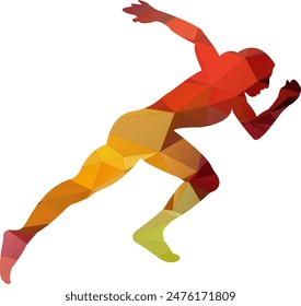 Runner athletes low poly style sport design illustration vector 