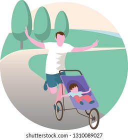 runner with a baby carriage