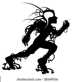 Runner black vector silhouette abstract design element