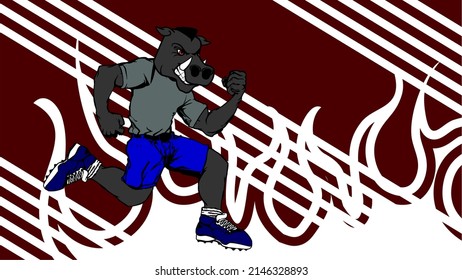 runner boar cartoon background illustration in vector format