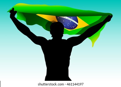 runner with brazilian flag