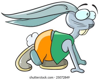Runner bunny. Without gradients and transparencies, easy to handle.