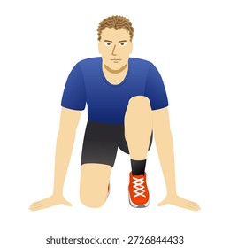 Personaje de dibujos animados de corredor aislado sobre fondo blanco. Hombre corredor
